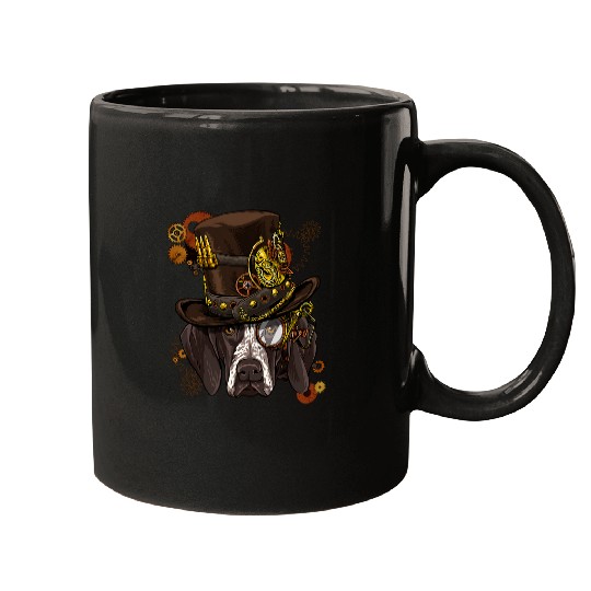 German Shorthaired Pet Steampunk German Shorthaired Pointer GSP Dog Face Mugs