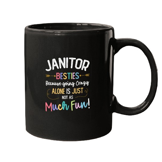 Funny School Custodians Matching Janitor Besties Mugs