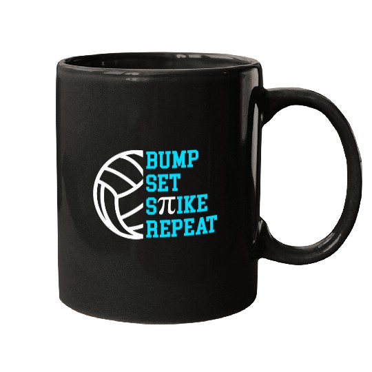 Discover Sport Volleyball Pi Day Volleyball Bump Set Spike Repeat Math Teacher Pi Mugs