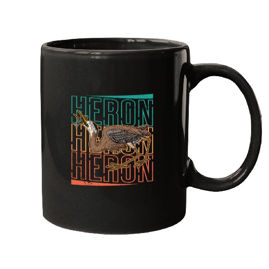 Heron water wildlife birdwatching birder biologist binocular 14 Mugs