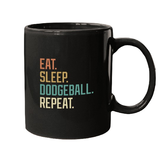 Sport Dodgeball Retro Design Eat Sleep Dodgeball Repeat Vintage Mugs