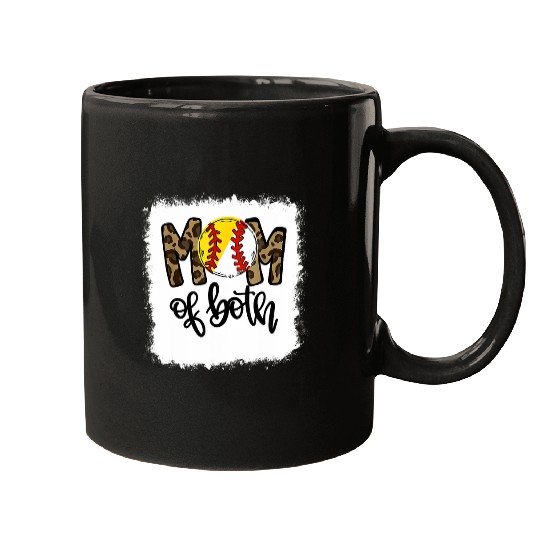 Sport Baseball Softball Bleached Mom Of Both Leopard Baseball Mom Softball Mom Mugs