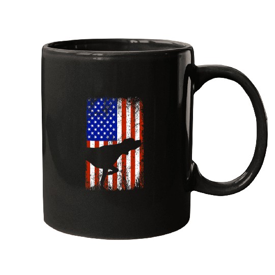 German Shorthaired Pet Bird Hunting Dog America USA Flag Mugs