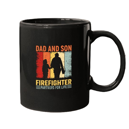 dad and son firefighter partners for life Mugs