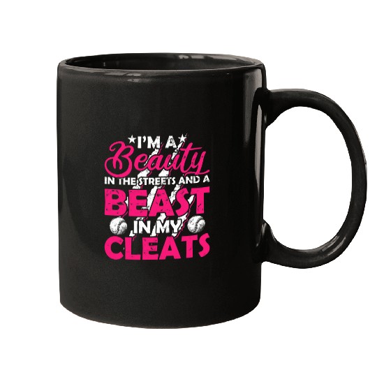 Sport Softball Beauty Beast in My Cleats Softball Player Mugs