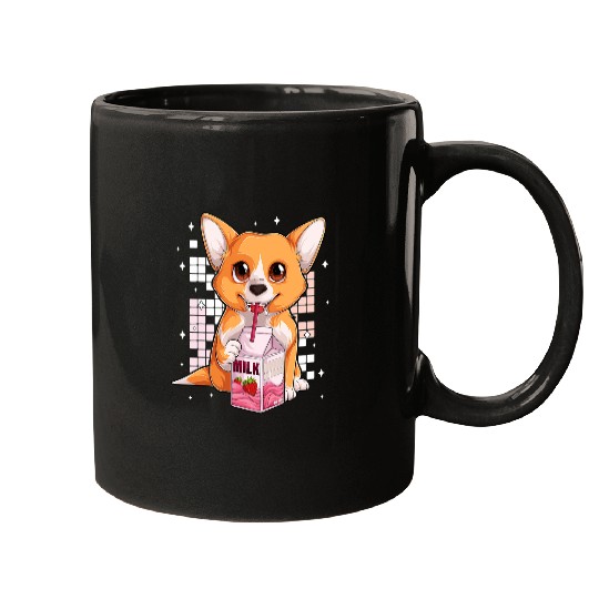 Corgi Pet japanese Kawaii Strawberry Milk Shake Corgi welsh Dog 5 Mugs