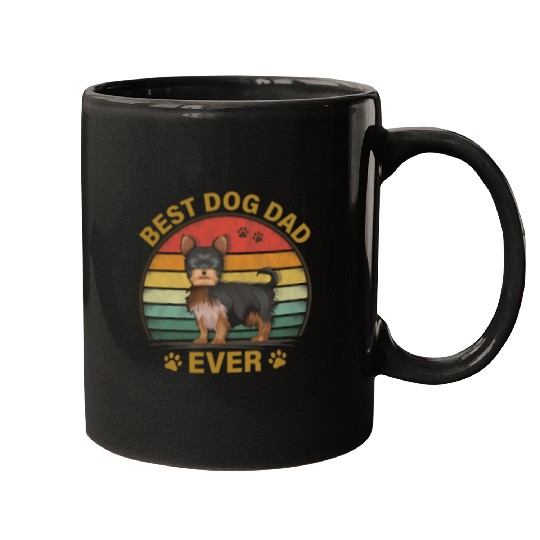 bests Dog Dad Ever vintages Fathers Day Yorkshire Terrier Dog Mugs