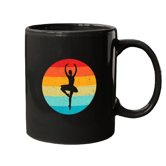 Ballerina Silhouette Retro vintages Sunset 70s 80s Distressed Mugs