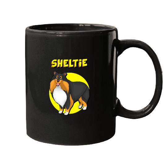 Cute Sheltie Black White Tan Shetland Sheepdog Mugs