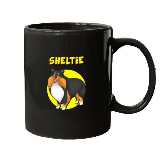 Cute Sheltie Black White Tan Shetland Sheepdog Mugs