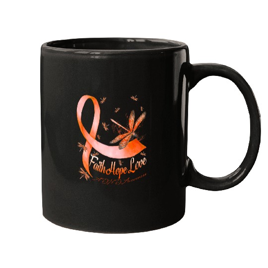 ADHD Ribbon Faith Hope Love ADHD Awareness Dragonfly Mugs