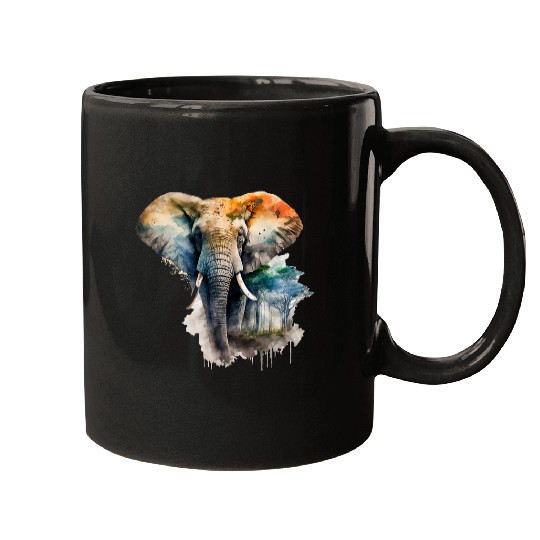 Elephant Mammal Animal Print Art Animal Lover Elephant 1 Mugs