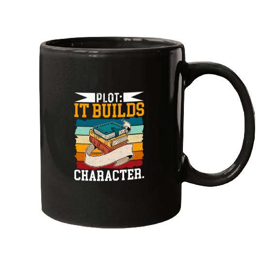 Plot It Builds Character Book Writing Author Writer 4 Mugs