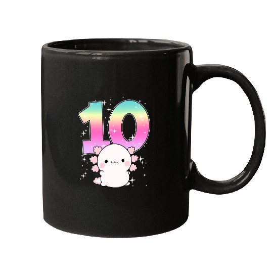 Axolotls Pet 10th Birthday Girl Salamander Kawaii Double Digits Mugs