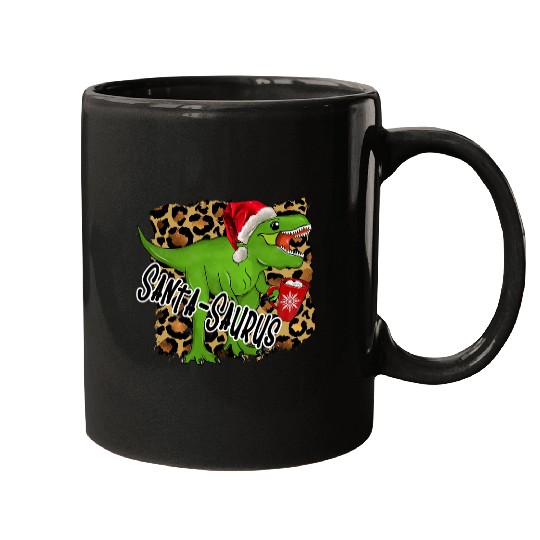 Dinosaur Pet Santa Saurus Merry Christmas Dinosaur Hot Chocolate Leopard Mugs