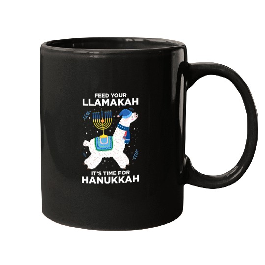 Llama Pet Feed Your Llamakah Funny Llama Hanukkah Pajamas Chanukah Mugs