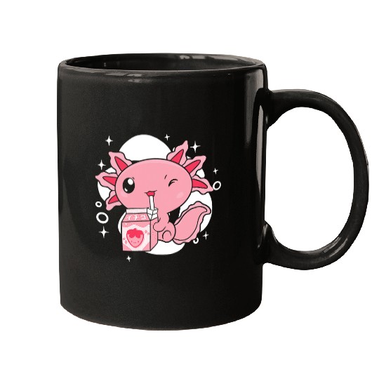 Axolotls Pet And Strawberry Milk japanese manga kawaii trend 358 Mugs
