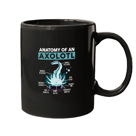 Axolotls Pet Anatomy Of An Axolotls  Kids Blue Salamander Amphibian Mugs