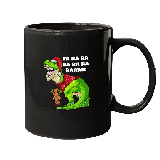 Dinosaur Pet Santa T rexs Dinosaur Ugly Christmas Gingerbread Man Cookie Mugs