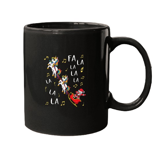 Unicorn Pet Christmas Unicorn  Santa Fa la la Christmas Mugs