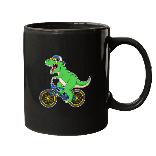 Dinosaur Pet Biker Bicycle Biking Bike Tyrannosaurus Rex Mugs