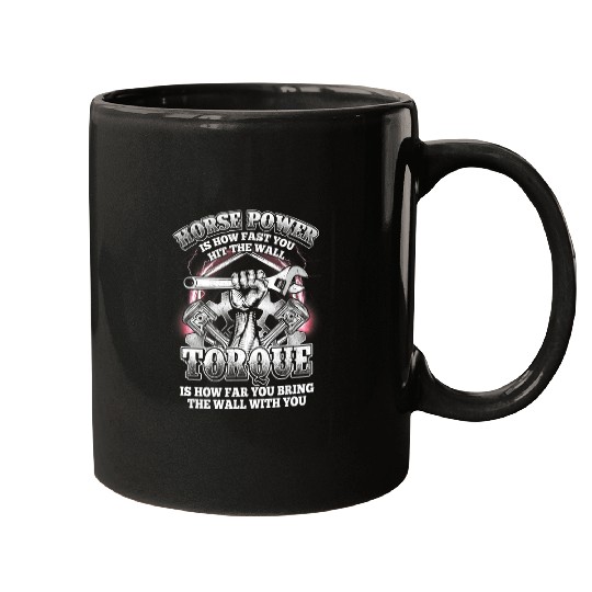 Horse Pet Funny Car Mechanic  Horsepower Torque Gift Mens Mugs