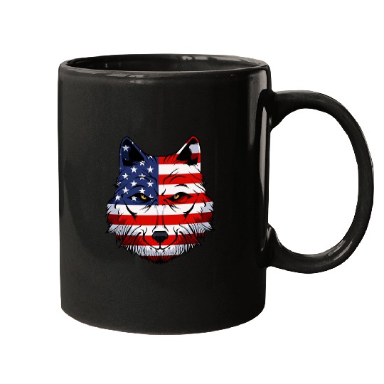 Coyote Mammal USA American Flag National Memorial Day 4th Of July Mugs
