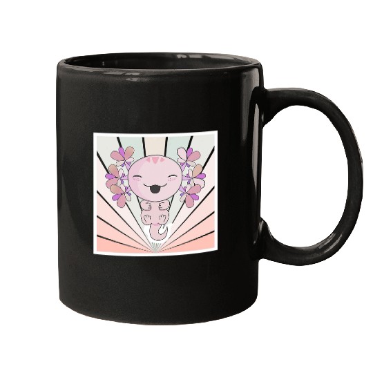 Axolotls Pet Kawaii Cute Salamander Funny vintages Retro Sunset Mugs