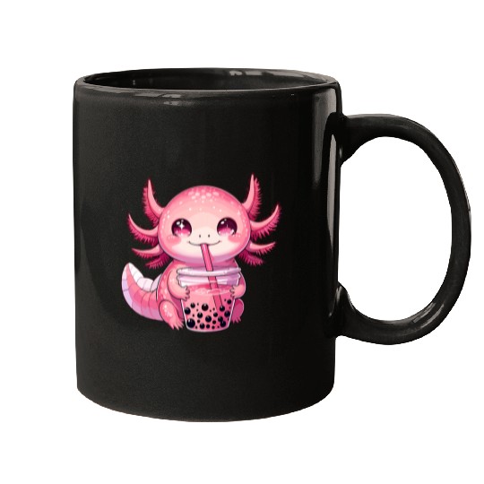 Axolotls Pet Boba Tea Kawaii Axolotls Bubble Milk Tea Anime Manga Mugs