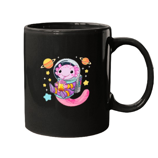 Axolotls Pet Kawaii Axolotls Bubble Boba Tea In Space Astronaut Axolotls Mugs