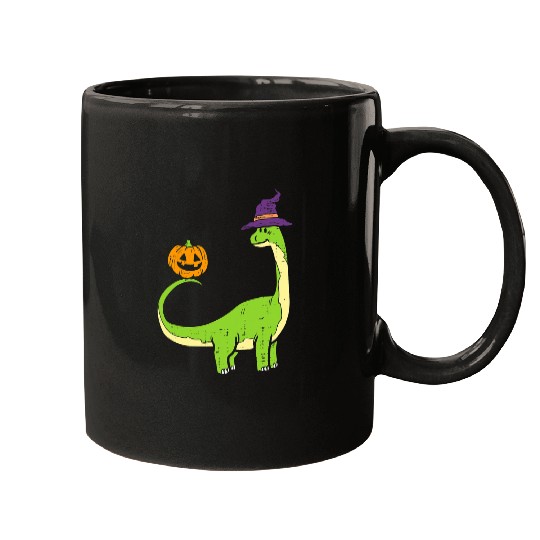 Dinosaur Pet Brachiosaurus Witch Pumpkin Halloween Dinosaur Brontosaurus Mugs