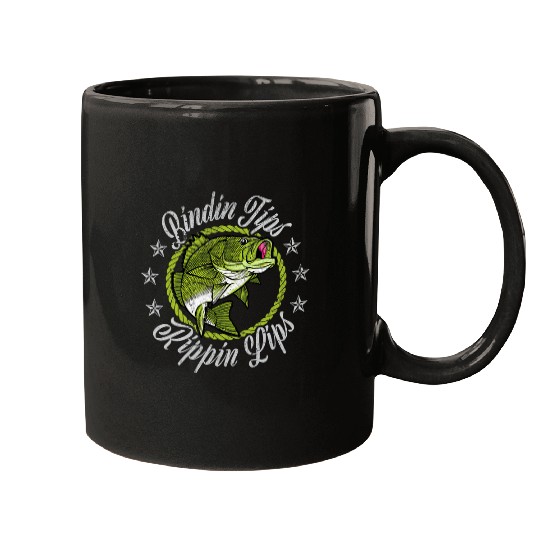 Fishing Fun Retro Fishing Design Bendin Tips Rippin Lips Bass Fish Funny Mugs