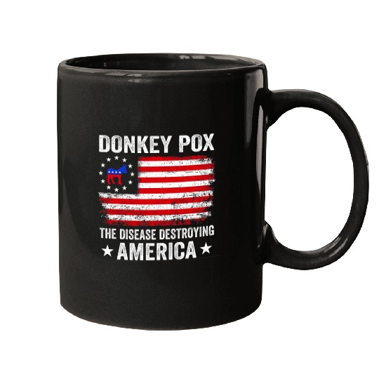 Donkey Pet Retro Donkey Pox The Disease Destroying America Flag Mugs