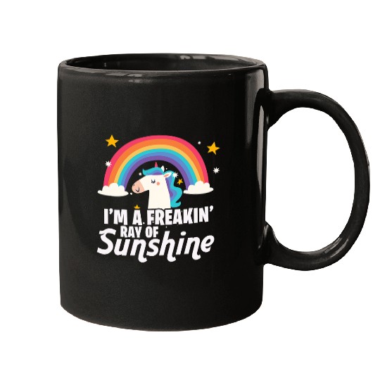 Unicorn Pet Im A Freakin Ray of Sunshine Unicorn Rainbow Mugs