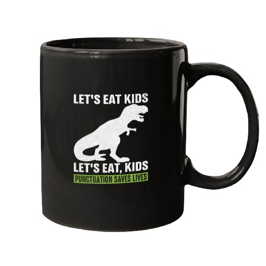 Dinosaur Pet Lets Eat Kids Punctuation Saves Lives Dinosaur Funny Teacher 2 Mugs