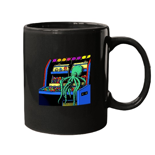 Octopus Pet sitting on video game Vending Machine gatcha arcade Mugs