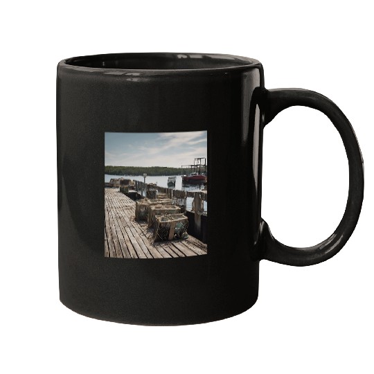 Fishing Fun Nets Lobster Traps Dock Mugs