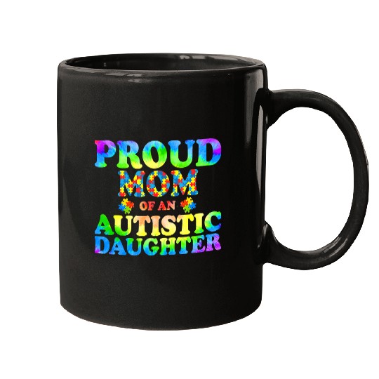 Autism Puzzle Mom Daughter Autistic Awareness Tie Dye Mother Mugs