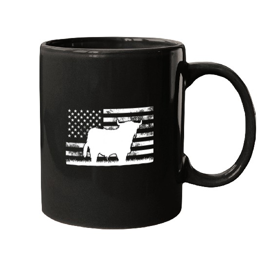 Cow Pet American Flag Scottish Highland Cow For Cattle Farmer 037 Mugs