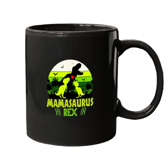 Dinosaur Pet Mamasaurus rexs I Two Kids Mom and Dinosaur Mom Mugs