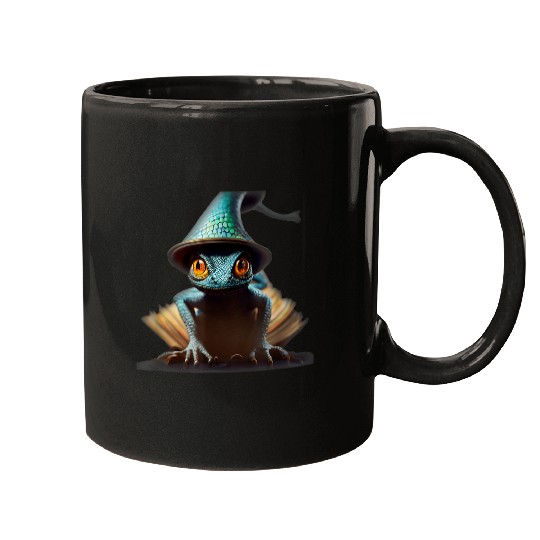 Book Fun Anthromorphic Tiny Wizard Lizard Wizard Hat Magic Mugs