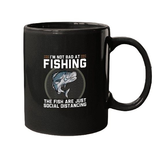 Fishing Fun Not Bad At Fishing Just Social Distancing Funny Striped Bass Mugs