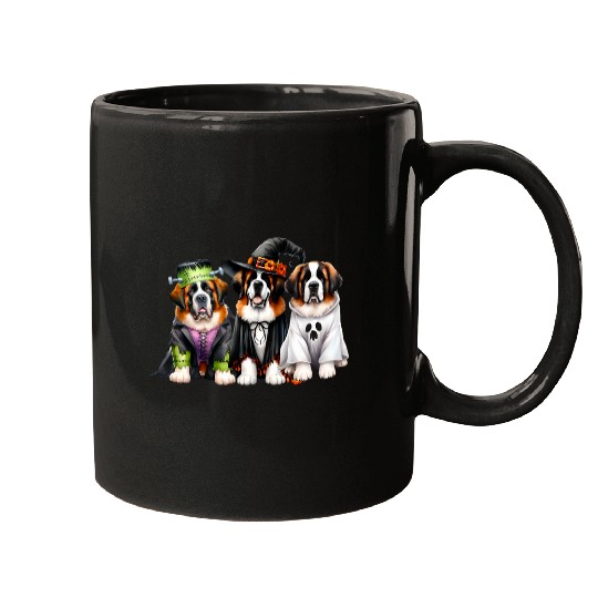 Halloween ghosts Costume Witch Dog Saint Bernard St  Bernard Mugs