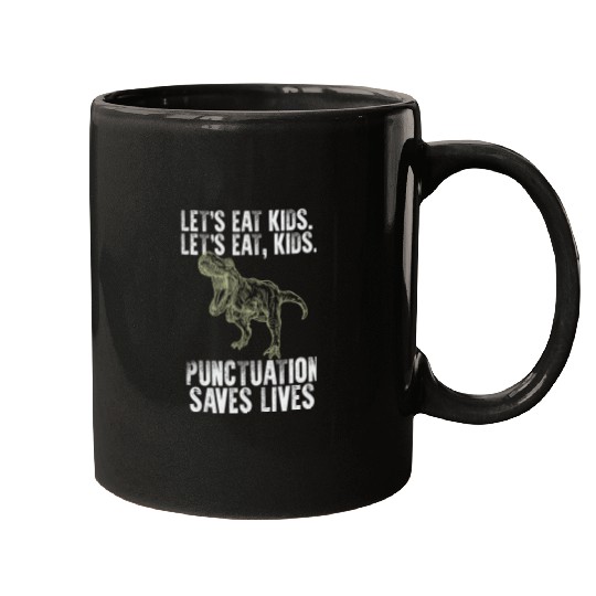 Dinosaur Pet Teacher English Teacher Lets Eat Kids Punctuation Saves Lives TRex 3 Mugs