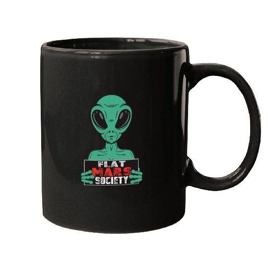Aliens UFO Flat Mars Society Mugs