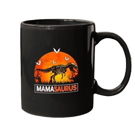 Dinosaur Pet Skull Mamasaurus Halloween Mama Dinosaur Skeletons T rexs Scary Tees Mugs