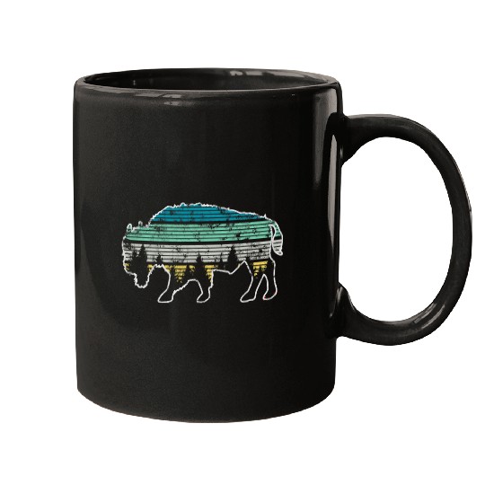 Cow Pet Bisons Buffalo Farmer Animal Nature Cattle Cow Woods Forest Mugs