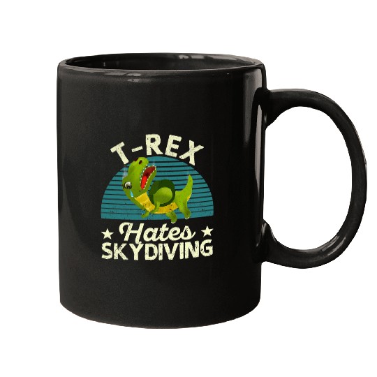 Dinosaur Pet TRex Hates Skydiving Funny Parachute Dinosaur Skydive Lover Mugs