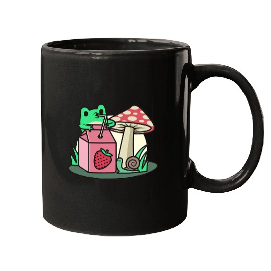 Frog Pet Cottagecore Aesthetic Mushroom Frog Toad Mycology Mycology Mugs