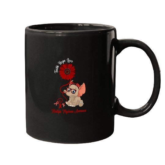 Elephant Mammal Multiple Myeloma Awareness Elephant Faith Hope Love Mugs